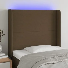 Cabecero con LED de tela marrón oscuro 83x16x118/128 cm de , Cabeceros y pies de cama - Ref: Foro24-3123745, Precio: 78,21 €,...