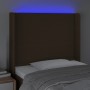 Cabecero con LED de tela marrón oscuro 83x16x118/128 cm de , Cabeceros y pies de cama - Ref: Foro24-3123745, Precio: 76,19 €,...
