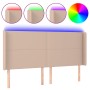 Cabecero con LED cuero sintético capuchino 163x16x118/128cm de , Cabeceros y pies de cama - Ref: Foro24-3123869, Precio: 116,...