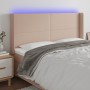 Cabecero con LED cuero sintético capuchino 203x16x118/128cm de , Cabeceros y pies de cama - Ref: Foro24-3123881, Precio: 129,...
