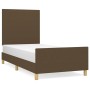 Estructura de cama con cabecero de tela marrón oscuro 90x200 cm de , Camas y somieres - Ref: Foro24-3124866, Precio: 131,97 €...