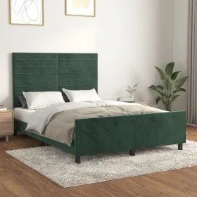 Estructura cama con cabecero terciopelo verde oscuro 140x190 cm de , Camas y somieres - Ref: Foro24-3125815, Precio: 207,44 €...