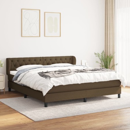 Cama box spring con colchón tela marrón oscuro 160x200 cm de , Camas y somieres - Ref: Foro24-3126496, Precio: 535,36 €, Desc...