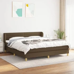 Box spring bed with dark brown fabric mattress 160x200 cm by , Beds and slatted bases - Ref: Foro24-3126896, Price: 485,63 €,...