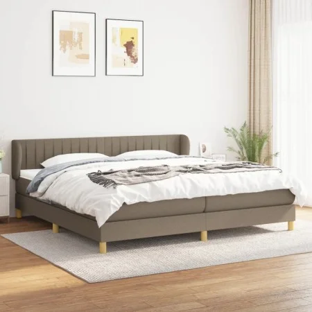 Box spring bed with taupe gray fabric mattress 200x200 cm by , Beds and slatted bases - Ref: Foro24-3126993, Price: 623,97 €,...