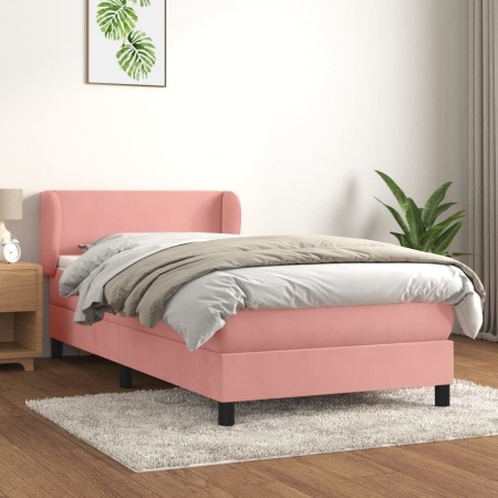 Cama box spring con colchón terciopelo rosa 90x200 cm de , Camas y somieres - Ref: Foro24-3127354, Precio: 299,87 €, Descuent...