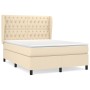 Cama box spring con colchón tela color crema 140x200 cm de , Camas y somieres - Ref: Foro24-3128210, Precio: 557,73 €, Descue...