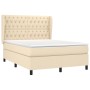 Cama box spring con colchón tela color crema 140x200 cm de , Camas y somieres - Ref: Foro24-3128210, Precio: 557,73 €, Descue...