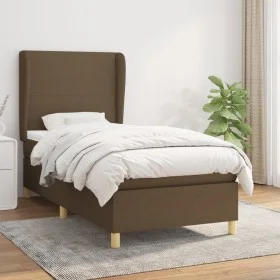 Box spring bed with dark brown fabric mattress 90x200 cm by , Beds and slatted bases - Ref: Foro24-3128336, Price: 333,56 €, ...