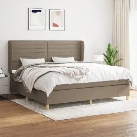 Box spring bed with taupe gray fabric mattress 200x200 cm by , Beds and slatted bases - Ref: Foro24-3128633, Price: 735,20 €,...