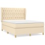 Cama box spring con colchón tela color crema 140x190 cm de , Camas y somieres - Ref: Foro24-3128762, Precio: 537,46 €, Descue...