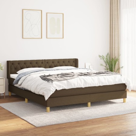 Cama box spring con colchón tela marrón oscuro 160x200 cm de , Camas y somieres - Ref: Foro24-3130524, Precio: 514,42 €, Desc...