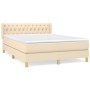 Cama box spring con colchón tela color crema 140x200 cm de , Camas y somieres - Ref: Foro24-3130518, Precio: 467,74 €, Descue...