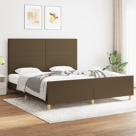 Estructura de cama con cabecero de tela marrón 180x200 cm de , Camas y somieres - Ref: Foro24-3124914, Precio: 217,73 €, Desc...