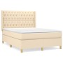 Cama box spring con colchón tela color crema 140x200 cm de , Camas y somieres - Ref: Foro24-3132238, Precio: 565,65 €, Descue...
