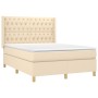 Cama box spring con colchón tela color crema 140x200 cm de , Camas y somieres - Ref: Foro24-3132238, Precio: 565,65 €, Descue...