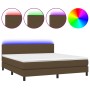 Cama box spring con colchón LED tela marrón oscuro 160x200 cm de , Camas y somieres - Ref: Foro24-3133008, Precio: 501,70 €, ...