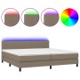 Cama box spring colchón y luces LED tela gris taupe 200x200 cm de , Camas y somieres - Ref: Foro24-3133345, Precio: 627,19 €,...