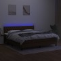 Cama box spring colchón luces LED tela marrón oscuro 160x200cm de , Camas y somieres - Ref: Foro24-3133408, Precio: 528,31 €,...