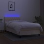 Cama box spring colchón y luces LED tela crema 90x200 cm de , Camas y somieres - Ref: Foro24-3133370, Precio: 299,98 €, Descu...