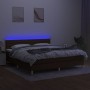 Cama box spring con colchón LED tela marrón oscuro 160x200 cm de , Camas y somieres - Ref: Foro24-3133808, Precio: 477,70 €, ...