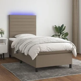 Cama box spring colchón y luces LED tela gris taupe 100x200 cm de , Camas y somieres - Ref: Foro24-3134937, Precio: 372,70 €,...
