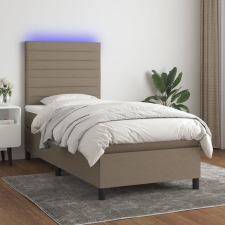 Cama box spring colchón y luces LED tela gris taupe 100x200 cm de , Camas y somieres - Ref: Foro24-3134937, Precio: 371,60 €,...
