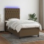 Cama box spring colchón y luces LED tela marrón oscuro 90x200cm de , Camas y somieres - Ref: Foro24-3135088, Precio: 370,97 €...
