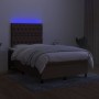 Cama box spring con colchón y LED tela marrón oscuro 120x200 cm de , Camas y somieres - Ref: Foro24-3135104, Precio: 453,81 €...