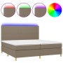 Cama box spring colchón y luces LED tela gris taupe 200x200 cm de , Camas y somieres - Ref: Foro24-3135305, Precio: 744,44 €,...