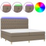 Cama box spring colchón y luces LED tela gris taupe 200x200 cm de , Camas y somieres - Ref: Foro24-3135705, Precio: 786,50 €,...