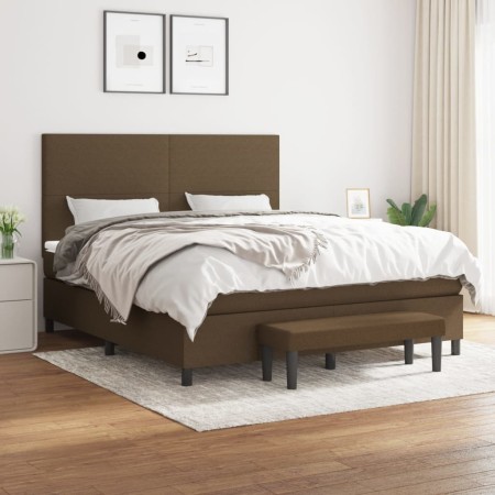 Cama box spring con colchón tela marrón oscuro 180x200 cm de , Camas y somieres - Ref: Foro24-3136456, Precio: 629,33 €, Desc...