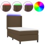 Cama box spring colchón y luces LED tela marrón oscuro 90x200cm de , Camas y somieres - Ref: Foro24-3138128, Precio: 351,06 €...