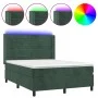 Box spring bed with mattress and LED dark green velvet 140x200cm by , Beds and slatted bases - Ref: Foro24-3139628, Price: 50...