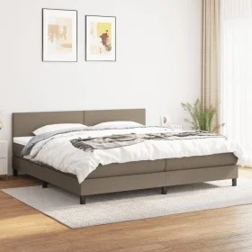 Box spring bed with taupe gray fabric mattress 200x200 cm by , Beds and slatted bases - Ref: Foro24-3139925, Price: 659,29 €,...