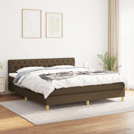 Cama box spring con colchón tela marrón oscuro 160x200 cm de , Camas y somieres - Ref: Foro24-3140868, Precio: 501,18 €, Desc...