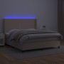 Cama box spring colchón LED cuero sintético capuchino 180x200cm de , Camas y somieres - Ref: Foro24-3139282, Precio: 663,90 €...