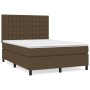 Cama box spring con colchón tela marrón oscuro 140x200 cm de , Camas y somieres - Ref: Foro24-3142100, Precio: 502,60 €, Desc...