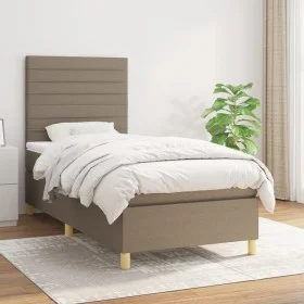 Cama box spring con colchón tela gris taupe 100x200 cm de , Camas y somieres - Ref: Foro24-3142397, Precio: 353,21 €, Descuen...