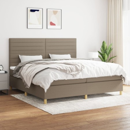 Cama box spring con colchón tela gris taupe 200x200 cm de , Camas y somieres - Ref: Foro24-3142445, Precio: 722,70 €, Descuen...