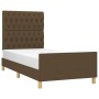 Estructura de cama con cabecero de tela marrón oscuro 90x190 cm de , Camas y somieres - Ref: Foro24-3125263, Precio: 153,88 €...