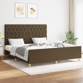 Estructura de cama con cabecero de tela marrón 160x200 cm de , Camas y somieres - Ref: Foro24-3125311, Precio: 269,70 €, Desc...