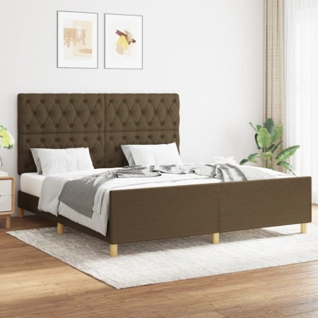 Estructura de cama con cabecero de tela marrón 160x200 cm de , Camas y somieres - Ref: Foro24-3125311, Precio: 269,70 €, Desc...
