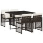 Set comedor de jardín 5 piezas y cojines ratán sintético marrón en Conjuntos de jardín | Comprar online en Foru.es
