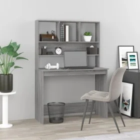 Escritorio con estantes contrachapada gris Sonoma 102x45x148cm de , Escritorios - Ref: Foro24-823006, Precio: 89,70 €, Descue...