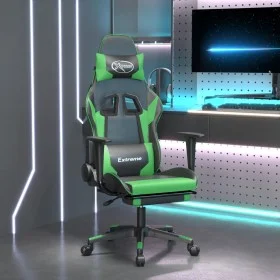 Gaming chair with massage and footrest in black green synthetic leather by , Gaming chairs - Ref: Foro24-345460, Price: 132,9...