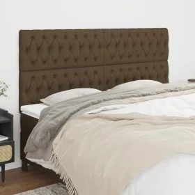 Cabeceros 4 unidades de tela marrón oscuro 100x7x78/88 cm de , Cabeceros y pies de cama - Ref: Foro24-3116693, Precio: 172,73...