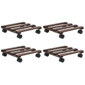 Soporte con ruedas para macetas madera 4 uds cedro 25x25 cm de vidaXL, Soportes para macetas - Ref: Foro24-246442, Precio: 25...