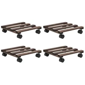 Soporte con ruedas para macetas madera 4 uds cedro 25x25 cm de vidaXL, Soportes para macetas - Ref: Foro24-246442, Precio: 21...