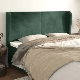 Headboard with dark green velvet ears 163x23x118/128cm by , Headboards and footboards - Ref: Foro24-3117733, Price: 138,98 €,...